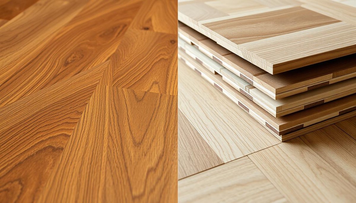 How does engineered wood flooring differ from solid hardwood flooring