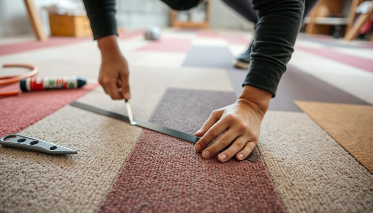 How are carpet tiles installed