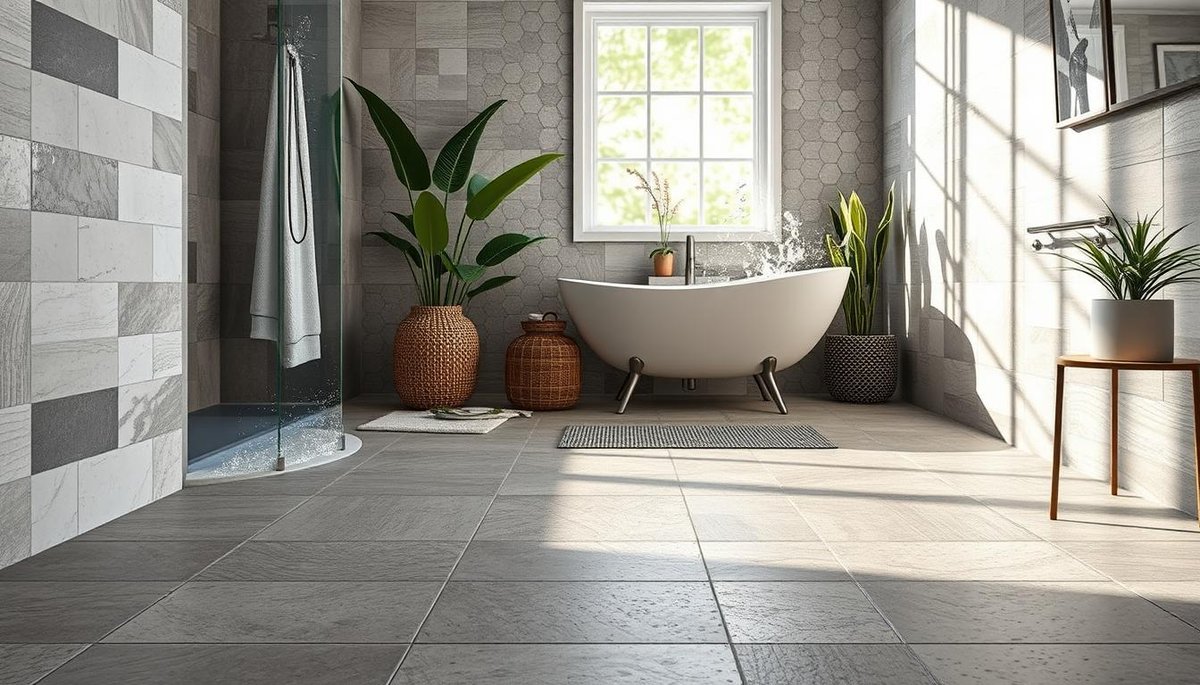 How do I ensure tile flooring is slip-resistant and safe for bathroom use
