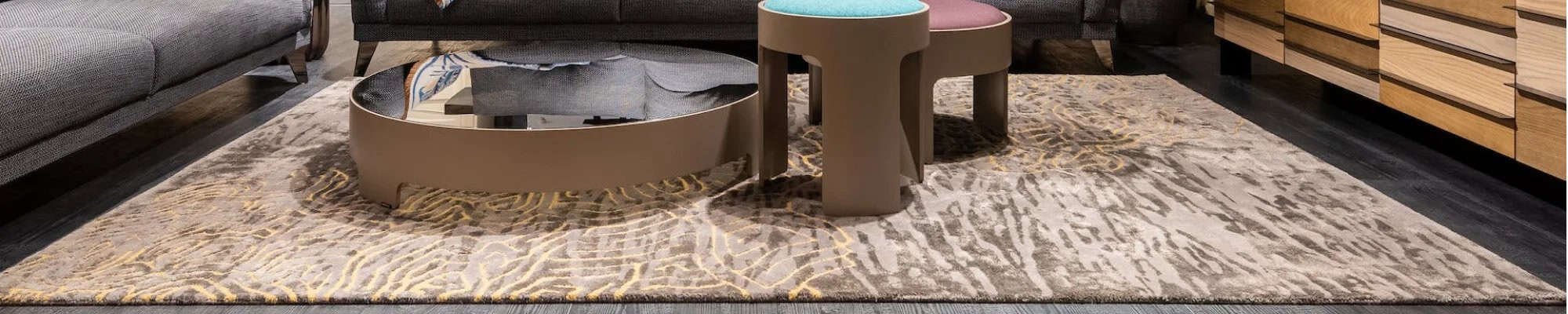 geometrical patterned carpet in chic living room at American Flooring in the Lansing-East Lansing Area