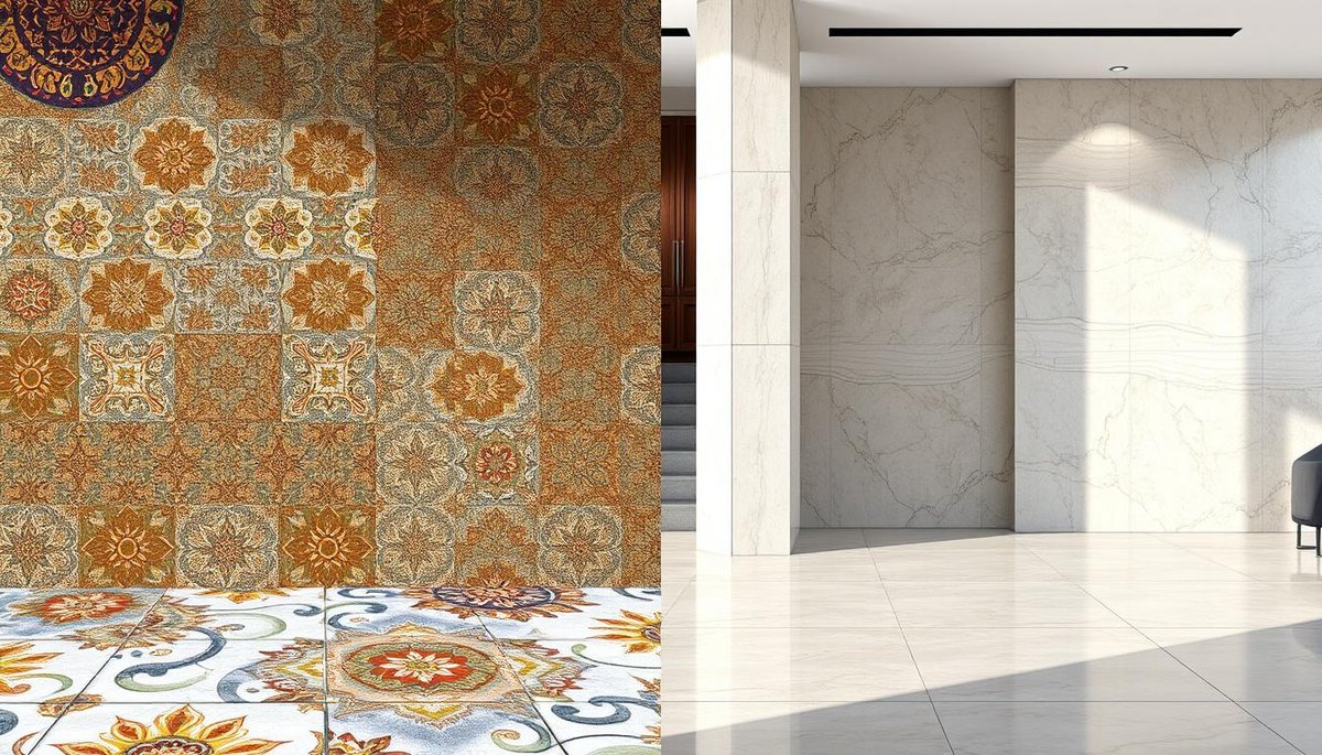 What distinguishes ceramic from porcelain tiles