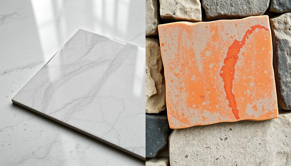 How does porcelain differ from ceramic tiles